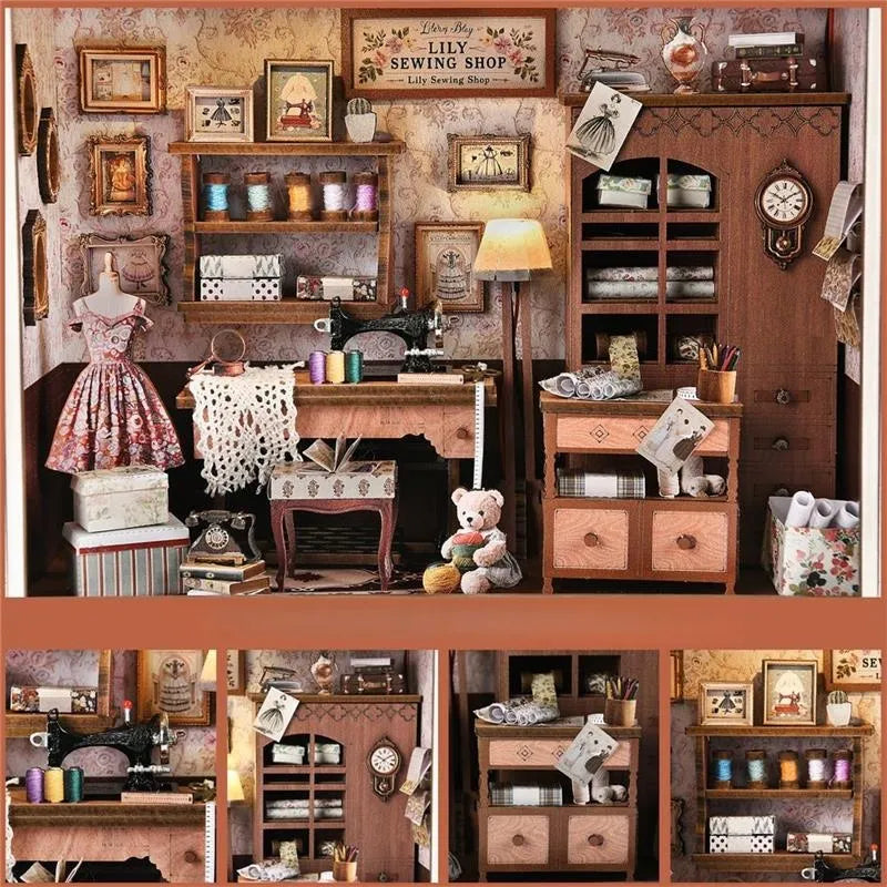 Lily's Sewing Shop | 3D-dioramabouwpakket in een lijst