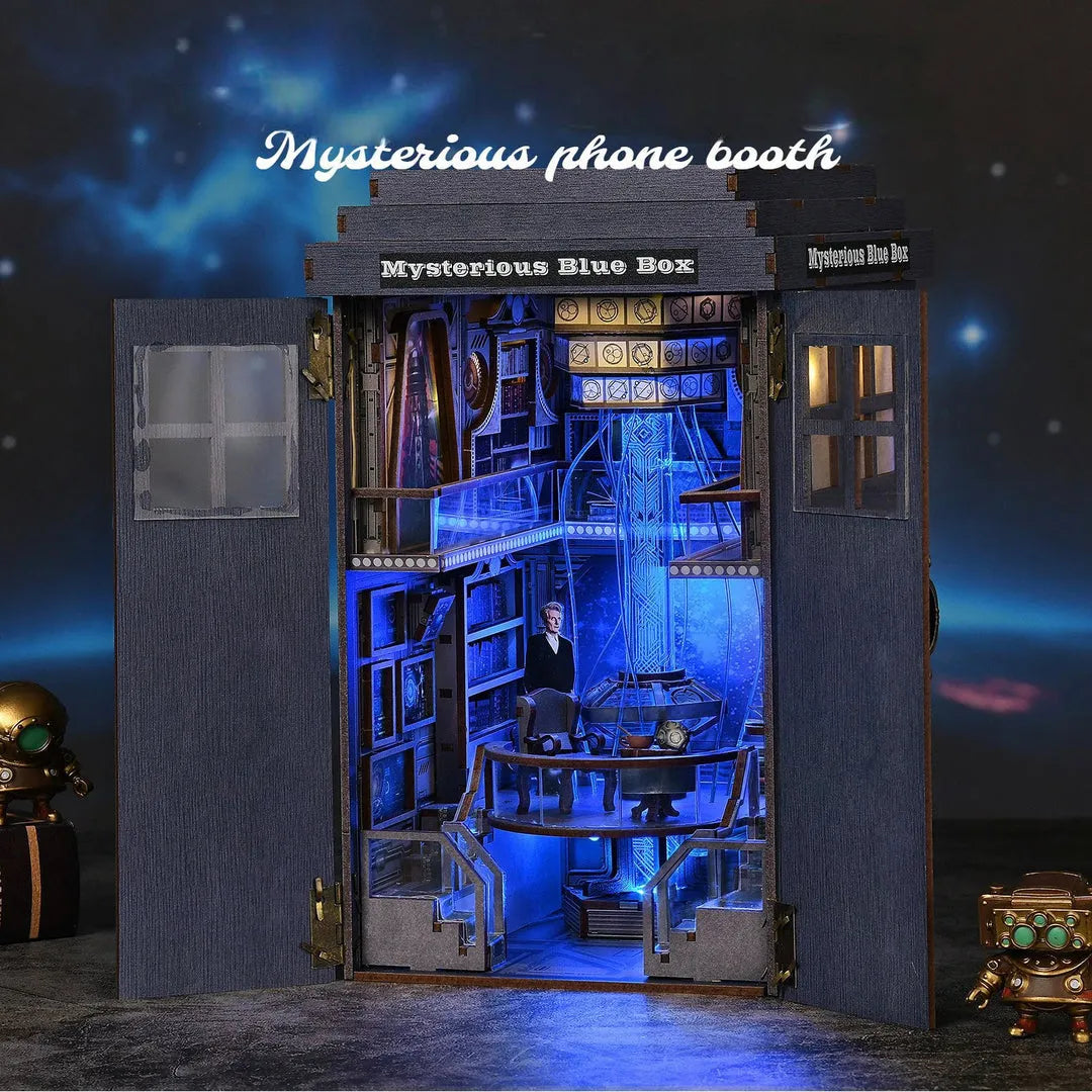 Mysterious Phone Booth book nook kit β DIY blue box diorama
