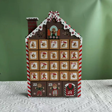 Calendrier de l'Avent en bois Maison en pain d'épices