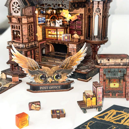 Miniature House Kit - Owl Post Office | DIY 3D Wooden Puzzle