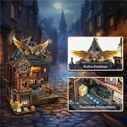 Miniature House Kit - Owl Post Office | DIY 3D Wooden Puzzle