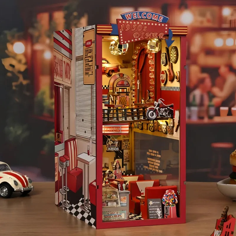 1950s Diner Book Nook Kit – DIY Miniature Retro American Diner