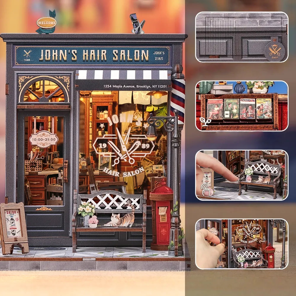 John's Hair Salon | Book Nook-bouwpakket