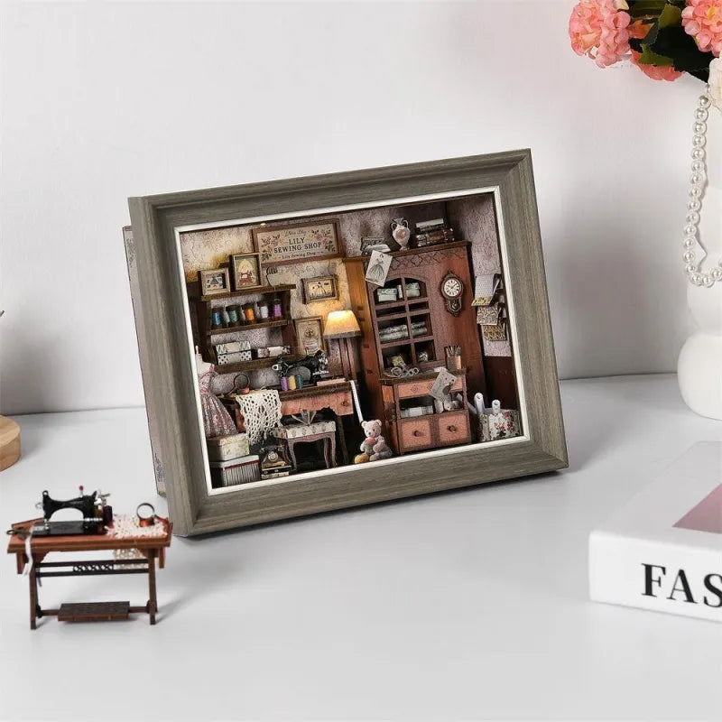 Lily's Sewing Shop | 3D-dioramabouwpakket in een lijst