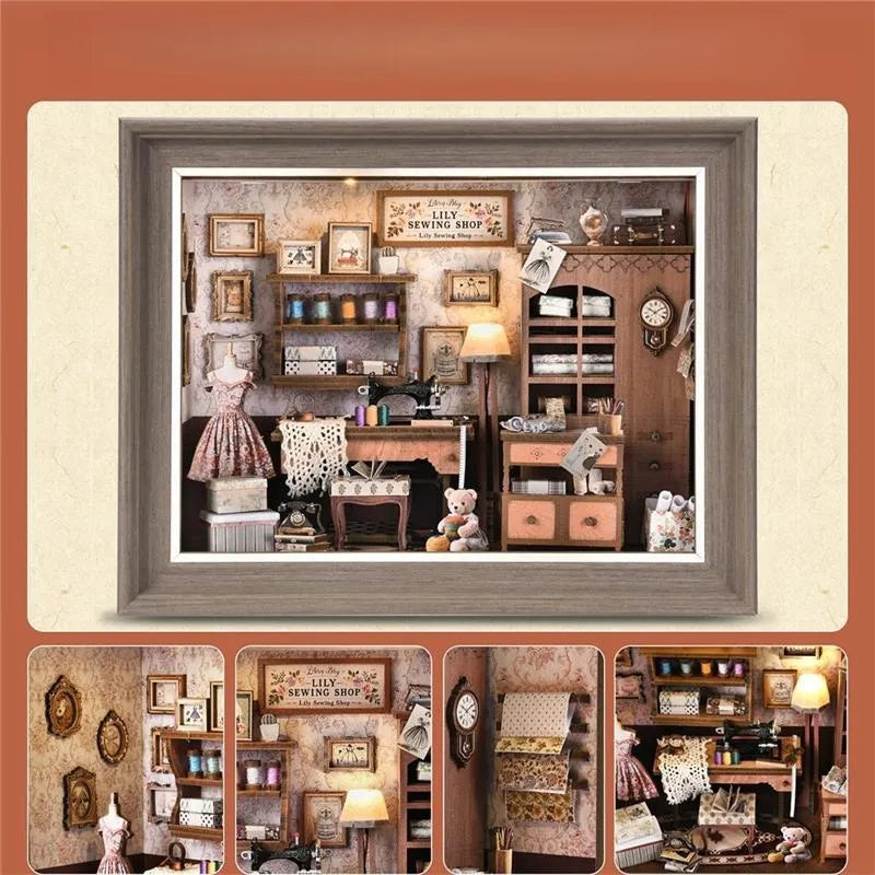 DIY 3D Picture Frame Kit - Lily's Sewing Room | Miniature Diorama